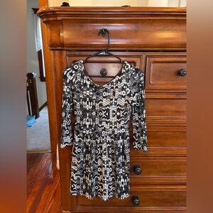 Lily Rose Black & Ivory Tribal Print Fit & Flare Dress – XS